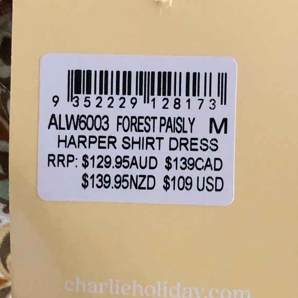 Charlie Holiday Harper Shirt Dress Forest Paisley Medium 6 - Picture 8 of 13